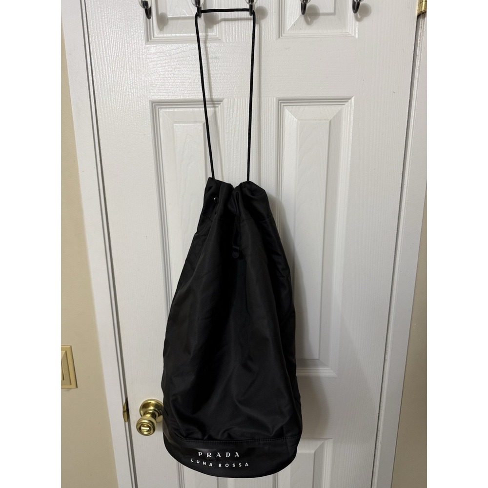 Prada Luna Rossa Black Drawstring Pull String Bucket Sailing Bag Backpack - Picture 2 of 6